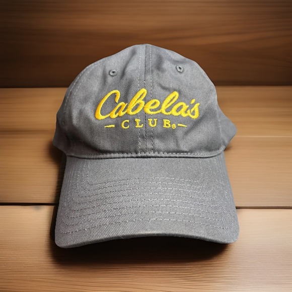 Cabela's Other - Cabelas Club Cap Hat‎ Gray Yellow Embroidered Logo Adjustable StrapBack Cotton